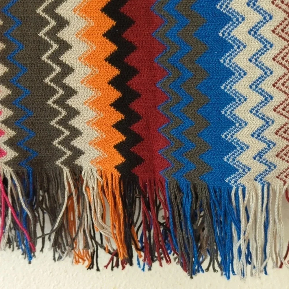 Missoni wool zig zag mountain print long wool fringe scarf - Picture 5 of 6